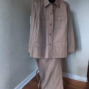 Ralph Lauren Tan Pant Suit With Oversized Blazer Size 22W (Jacket Belt Missing)